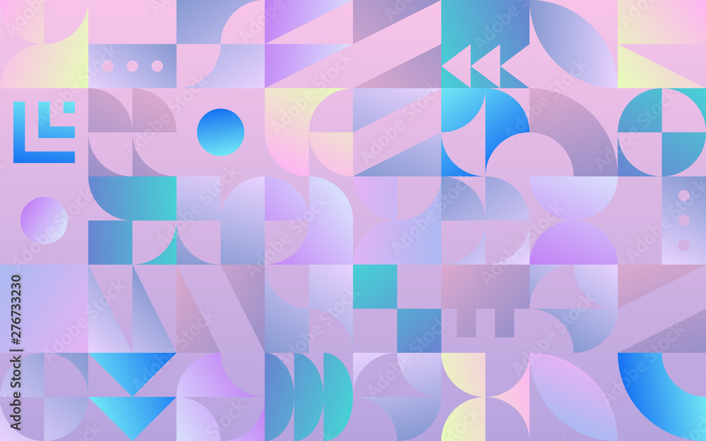 Geometric pattern with retro styled vaporwave shapes