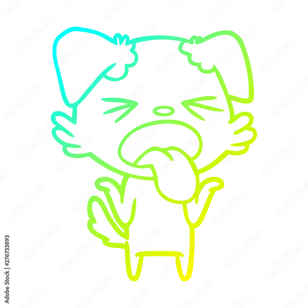 Obraz premium cold gradient line drawing cartoon disgusted dog shrugging shoulders