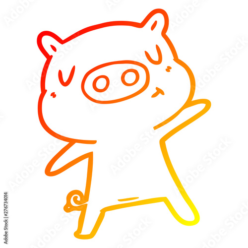 warm gradient line drawing cartoon content pig