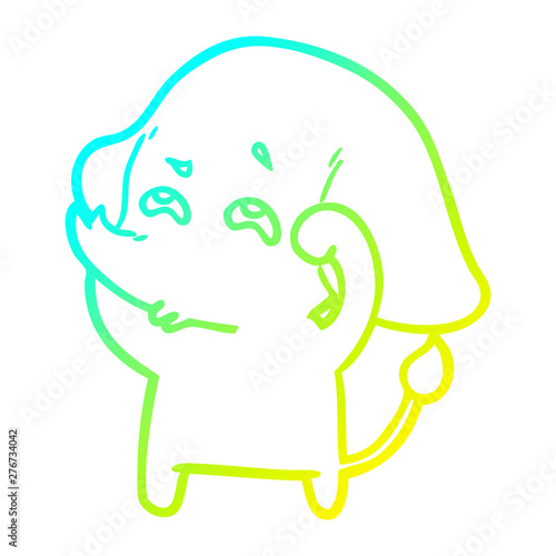 cold gradient line drawing cartoon elephant remembering