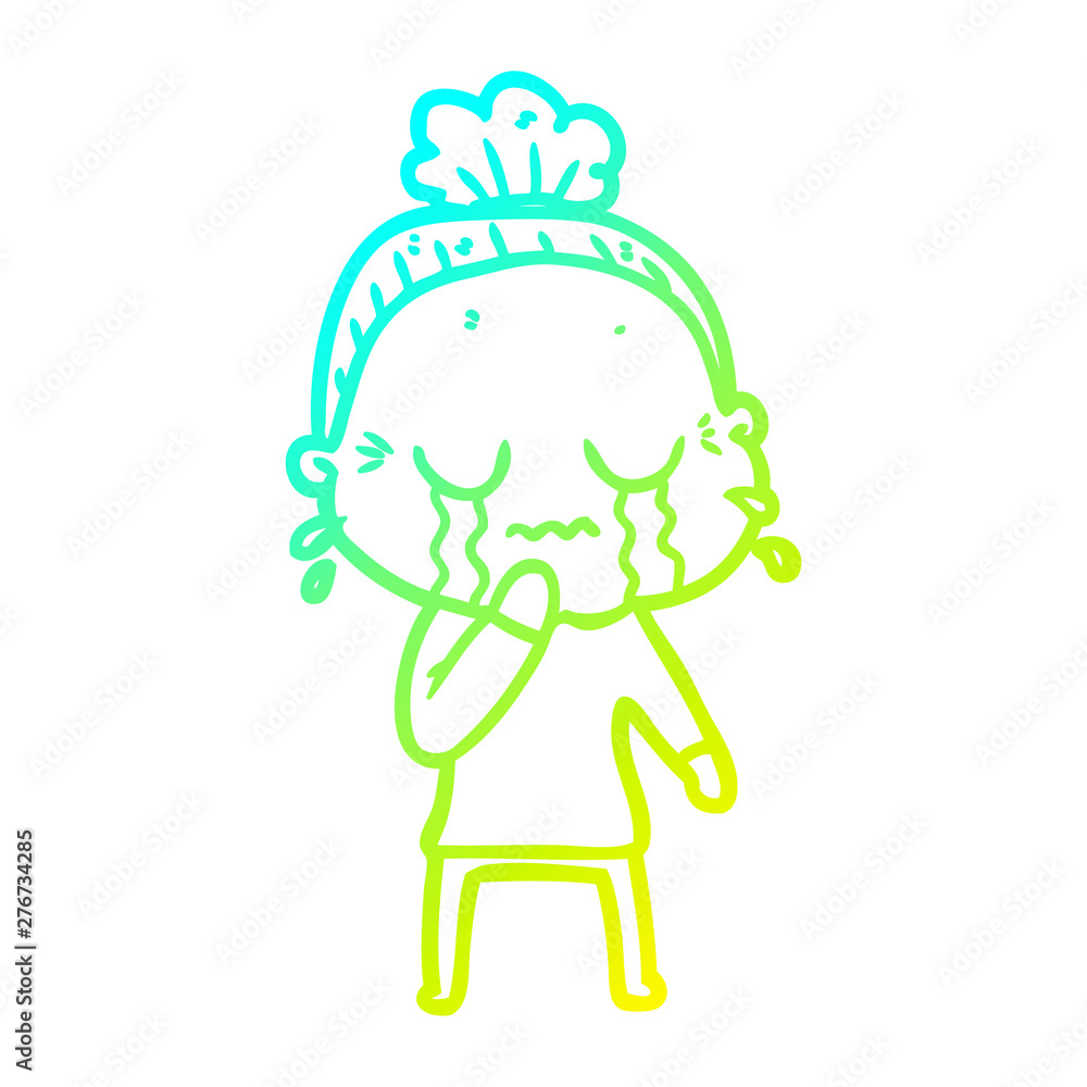cold gradient line drawing cartoon old woman crying cold gradient line drawing cartoon old woman crying