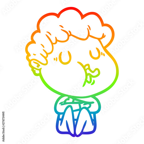 rainbow gradient line drawing cartoon man singing