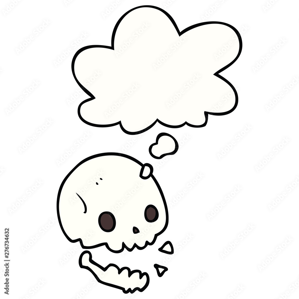 cartoon spooky skull and thought bubble cartoon spooky skull and thought bubble