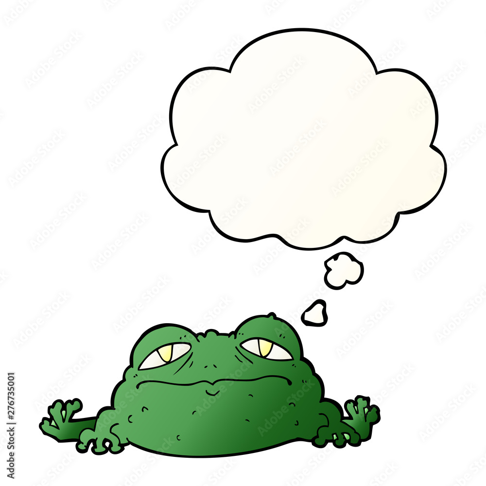 cartoon ugly frog and thought bubble in smooth gradient style cartoon ugly frog and thought bubble in smooth gradient style