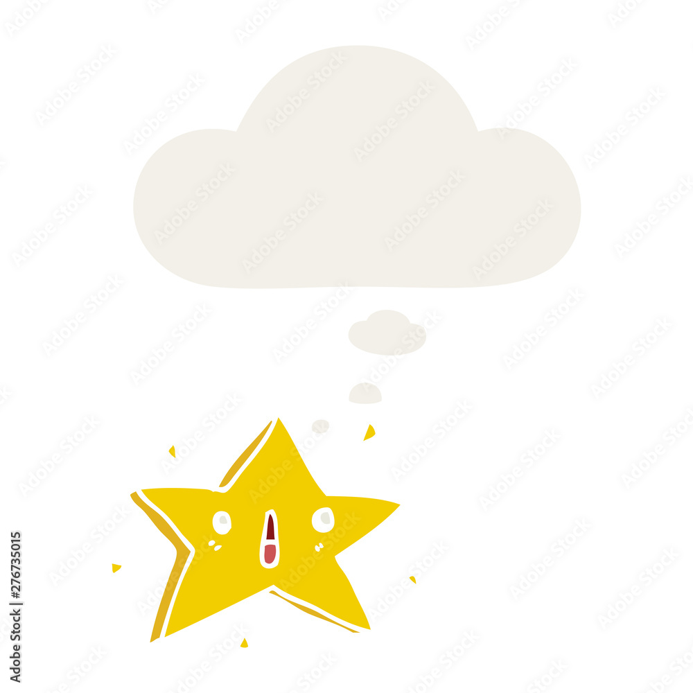 cute cartoon star and thought bubble in retro style cute cartoon star and thought bubble in retro style