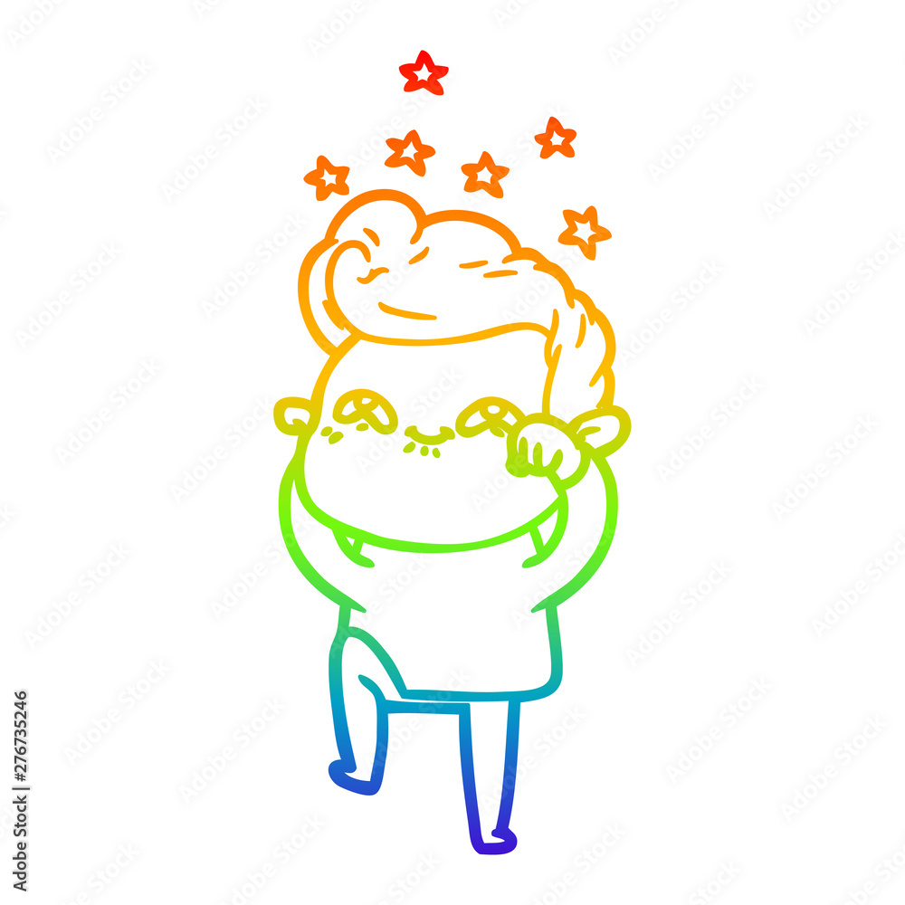 rainbow gradient line drawing cartoon excited man rainbow gradient line drawing cartoon excited man