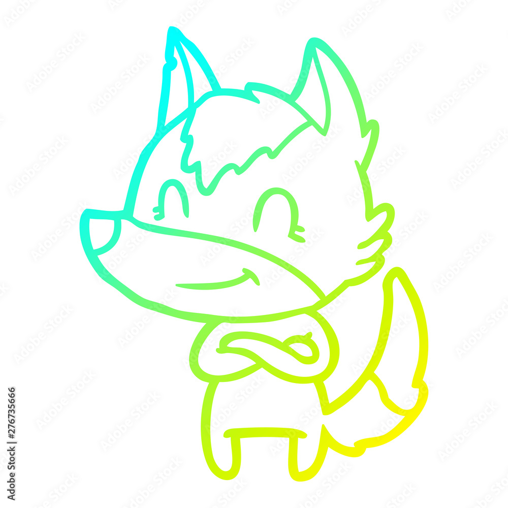 cold gradient line drawing friendly cartoon wolf cold gradient line drawing friendly cartoon wolf