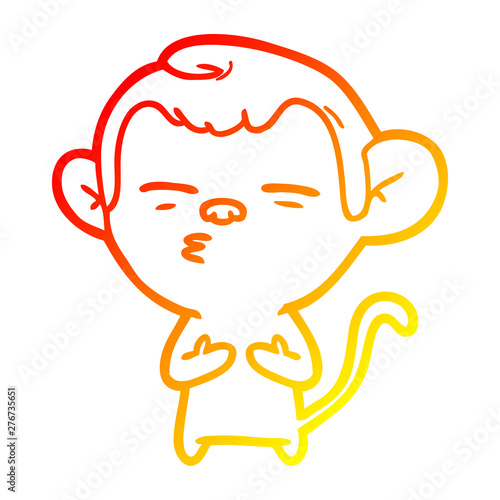 warm gradient line drawing cartoon suspicious monkey
