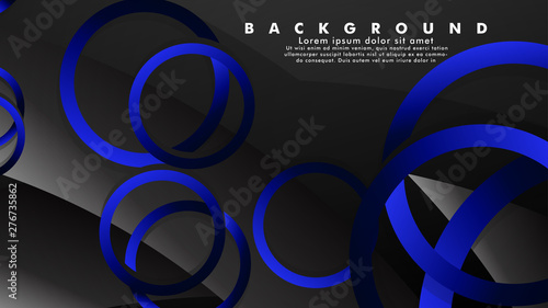 Abstract metal vector background with shiny fancy blue black circles