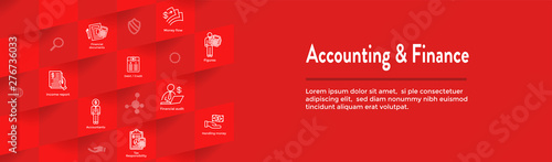 Accountant or Accounting Icon Set & Web Header Banner