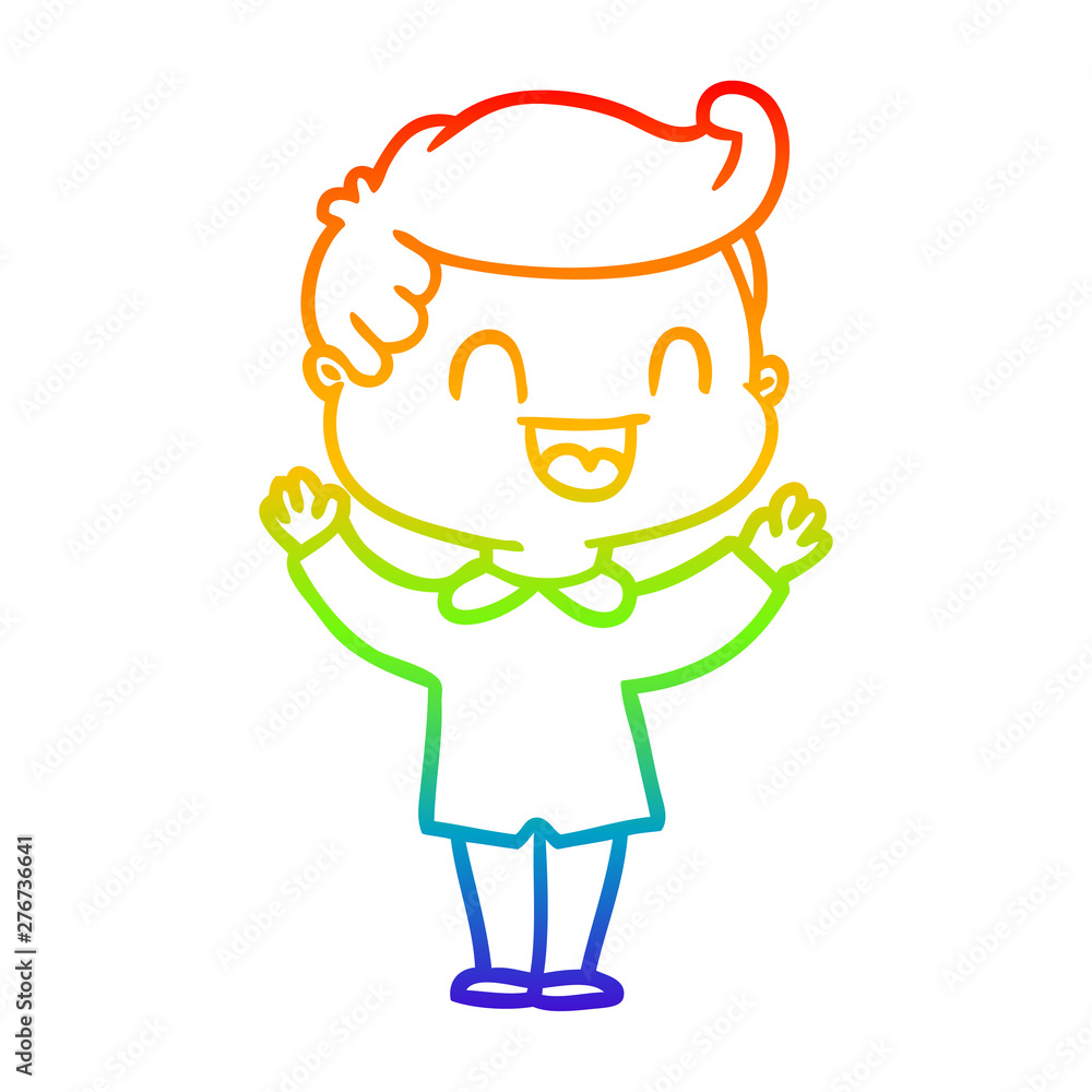 rainbow gradient line drawing cartoon happy man rainbow gradient line drawing cartoon happy man