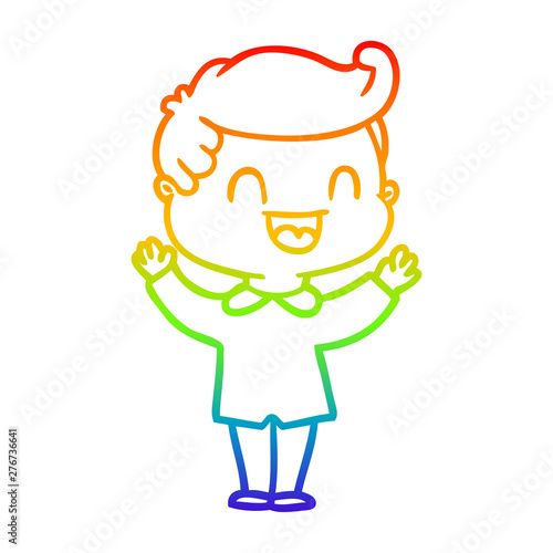 rainbow gradient line drawing cartoon happy man