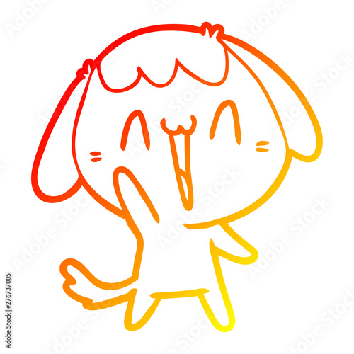 warm gradient line drawing cute cartoon dog