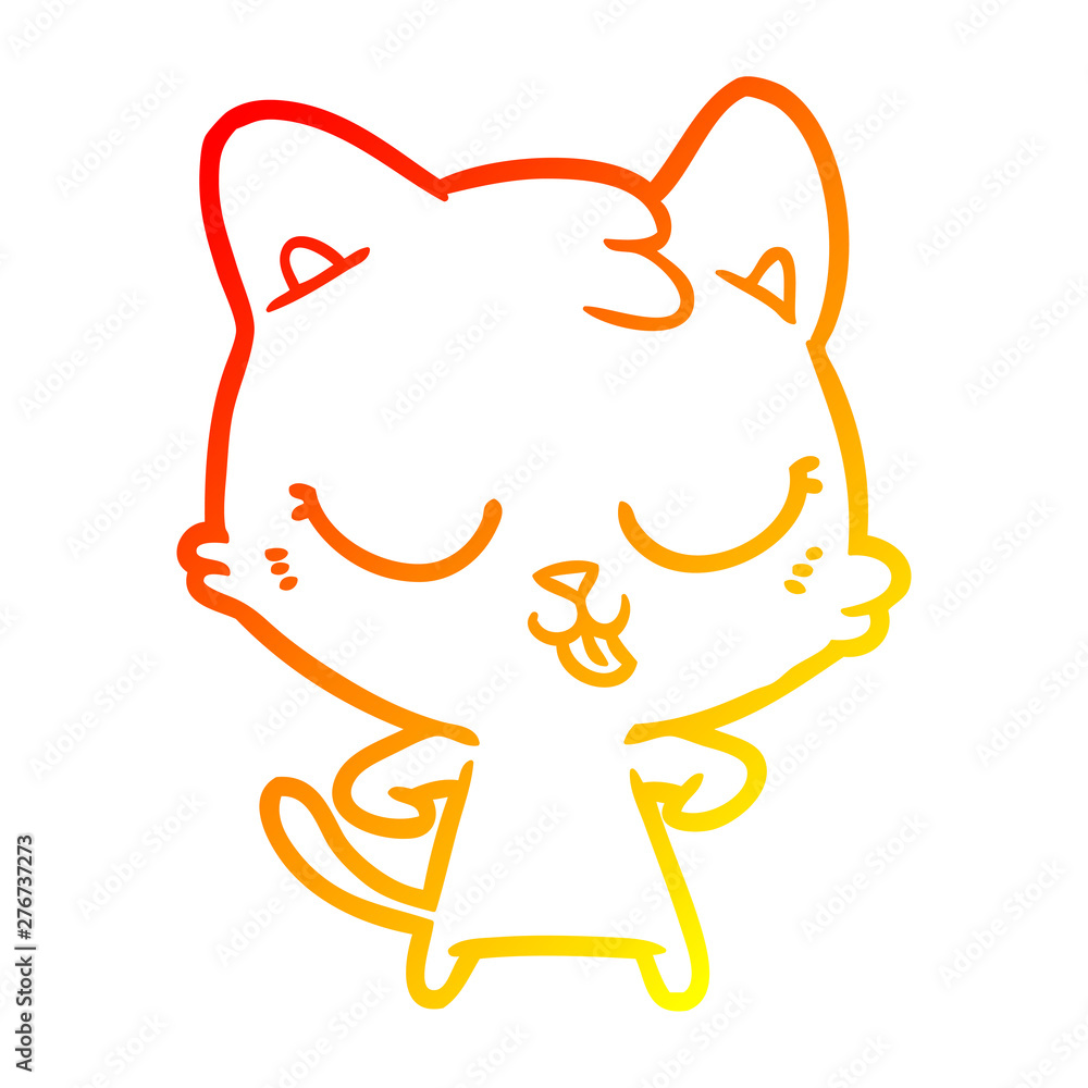 warm gradient line drawing happy cartoon cat warm gradient line drawing happy cartoon cat