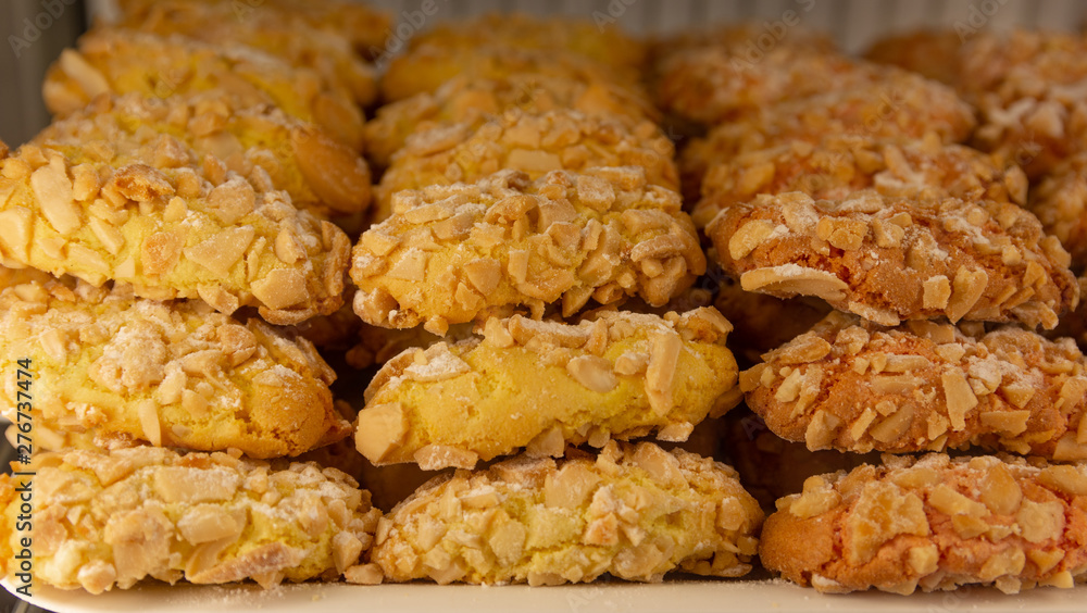 Amaretti pasta reale, italian almond pastries with colored candied fruit. Amaretti pasta reale, italian almond pastries with colored candied fruit.