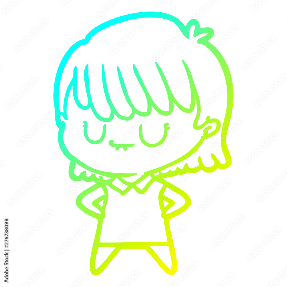 cold gradient line drawing cartoon woman cold gradient line drawing cartoon woman