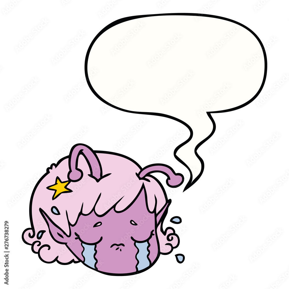 cartoon alien space girl face crying and speech bubble cartoon alien space girl face crying and speech bubble