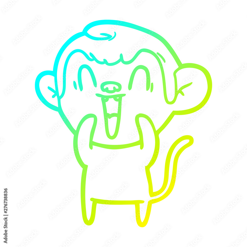 cold gradient line drawing cartoon laughing monkey cold gradient line drawing cartoon laughing monkey