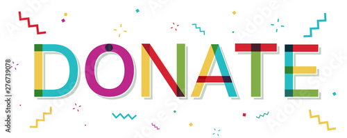 Donate colorful banner with confetti
