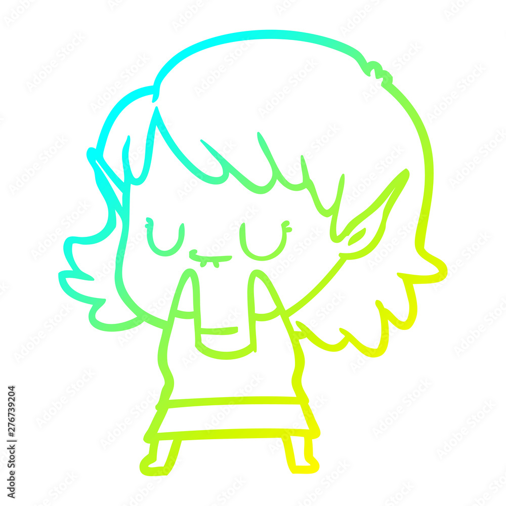 cold gradient line drawing happy cartoon elf girl cold gradient line drawing happy cartoon elf girl