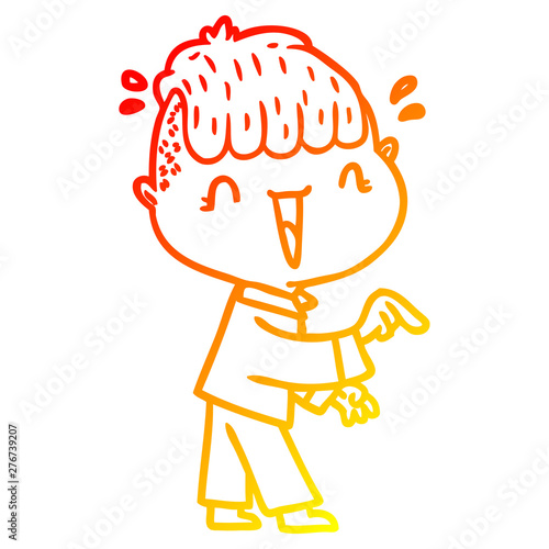 warm gradient line drawing cartoon happy boy surprised