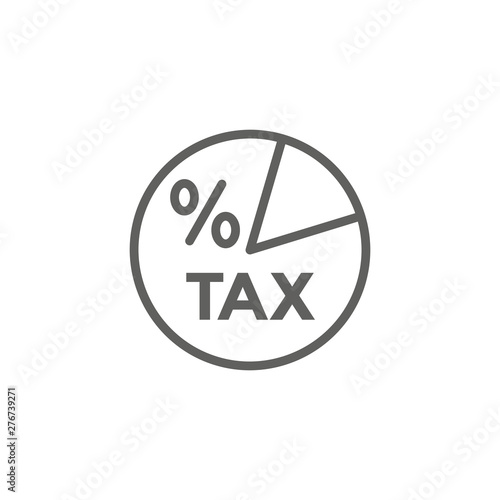 Tax concept with percentage paid, icon and income idea. Flat vector outline illustration.