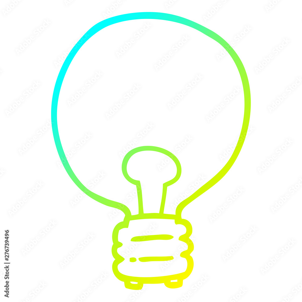 cold gradient line drawing cartoon light bulb cold gradient line drawing cartoon light bulb