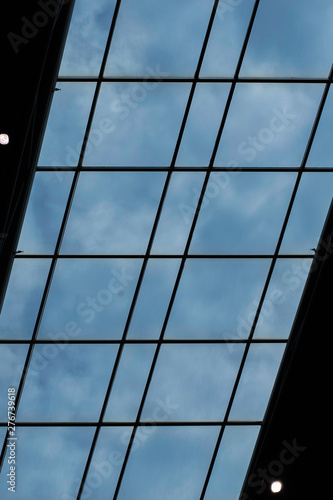 Skylight Window At Mall With Clouds  Blue Sky  Lights and Patterns