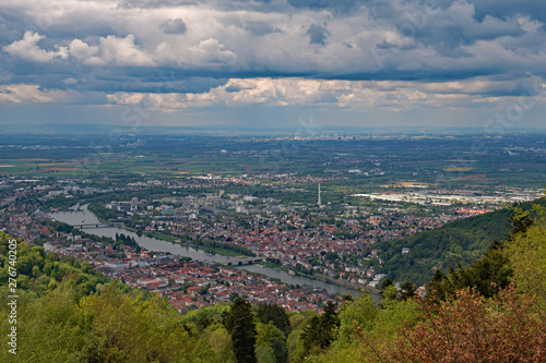 Blick über Heidelberg am Neckar in Baden-Württemberg, Deutschland 