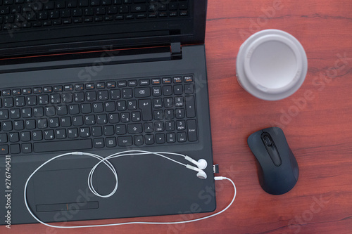 Laptop on a table at modern office