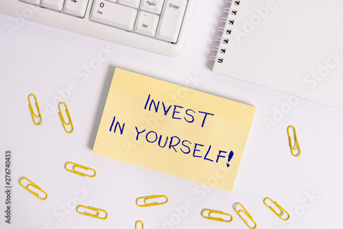 Conceptual hand writing showing Invest In Yourself. Concept meaning nvesting in a coach or a training to learn new things