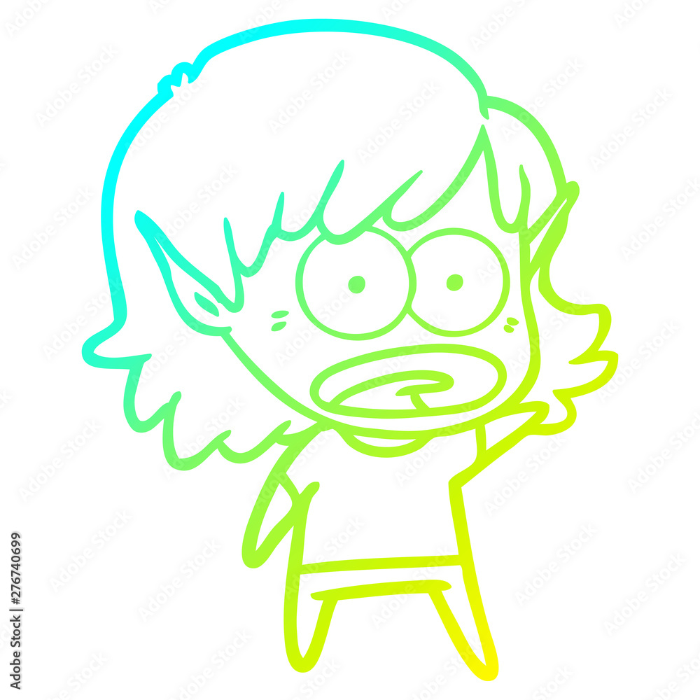 cold gradient line drawing cartoon shocked elf girl cold gradient line drawing cartoon shocked elf girl