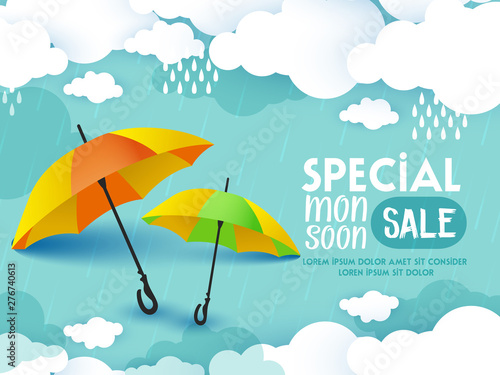 vector illustration,poster for Monsoon season, sale banner,sale 