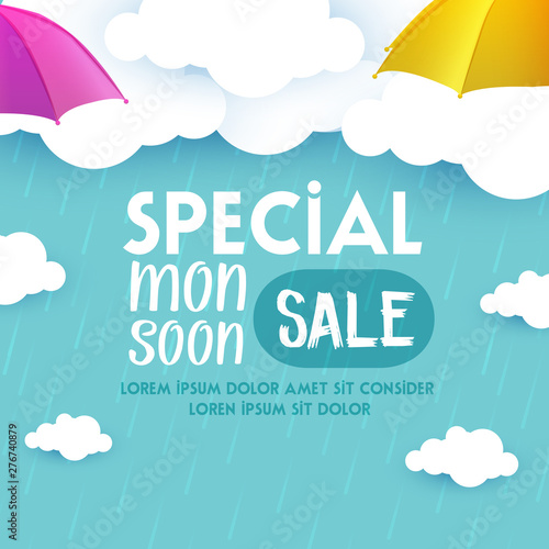 vector illustration,poster for Monsoon season, sale banner,sale 