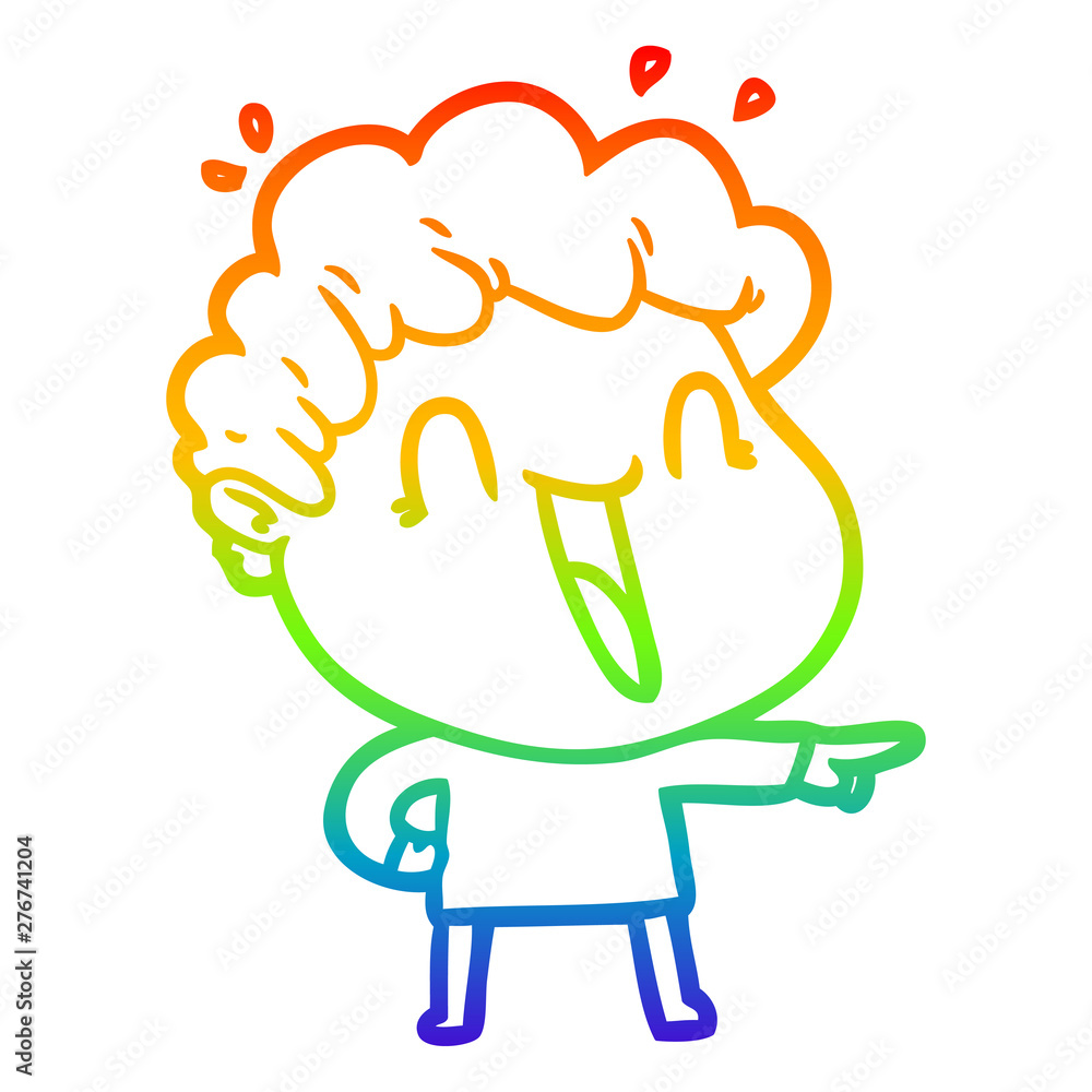 rainbow gradient line drawing cartoon happy man rainbow gradient line drawing cartoon happy man