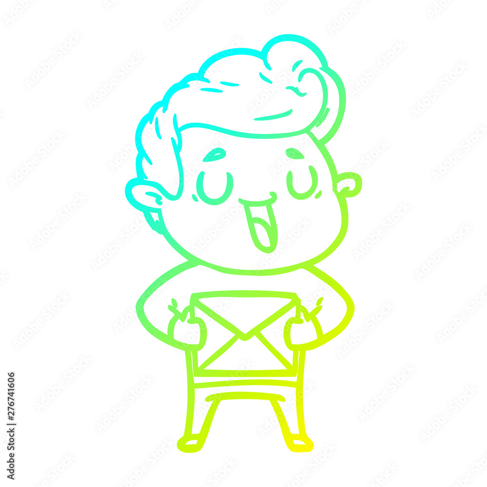 cold gradient line drawing happy cartoon man cold gradient line drawing happy cartoon man
