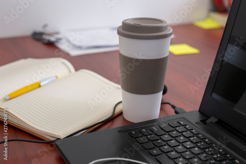 Laptop on a table at modern office