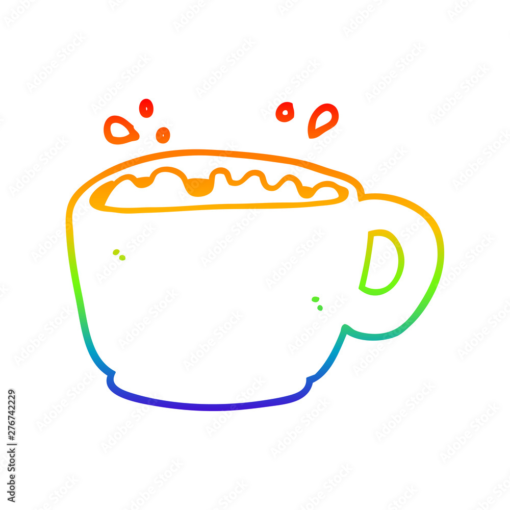 rainbow gradient line drawing cartoon coffee cup rainbow gradient line drawing cartoon coffee cup