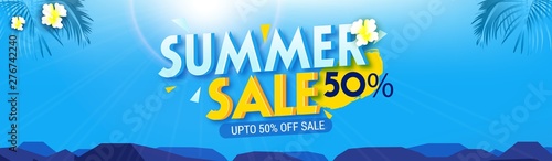 Summer sale banner, flyer, invitation, poster, web site or greeting card