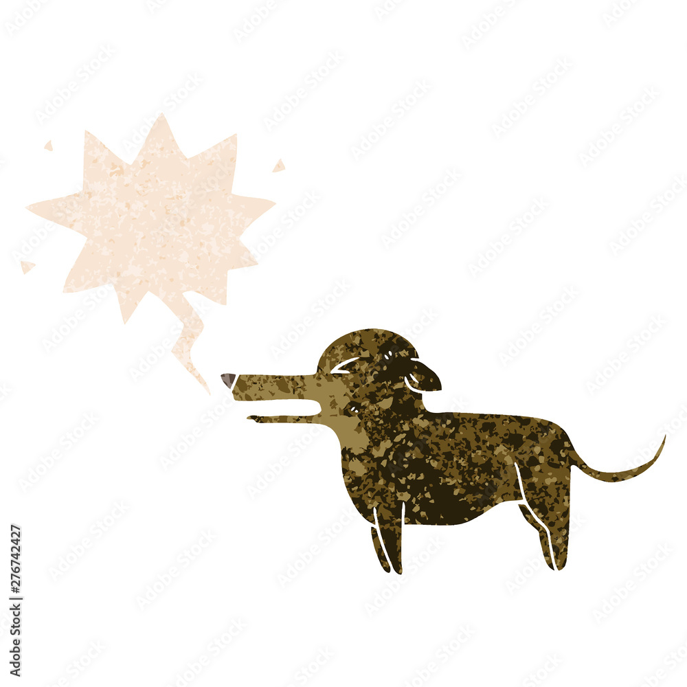 cartoon dog and speech bubble in retro textured style cartoon dog and speech bubble in retro textured style