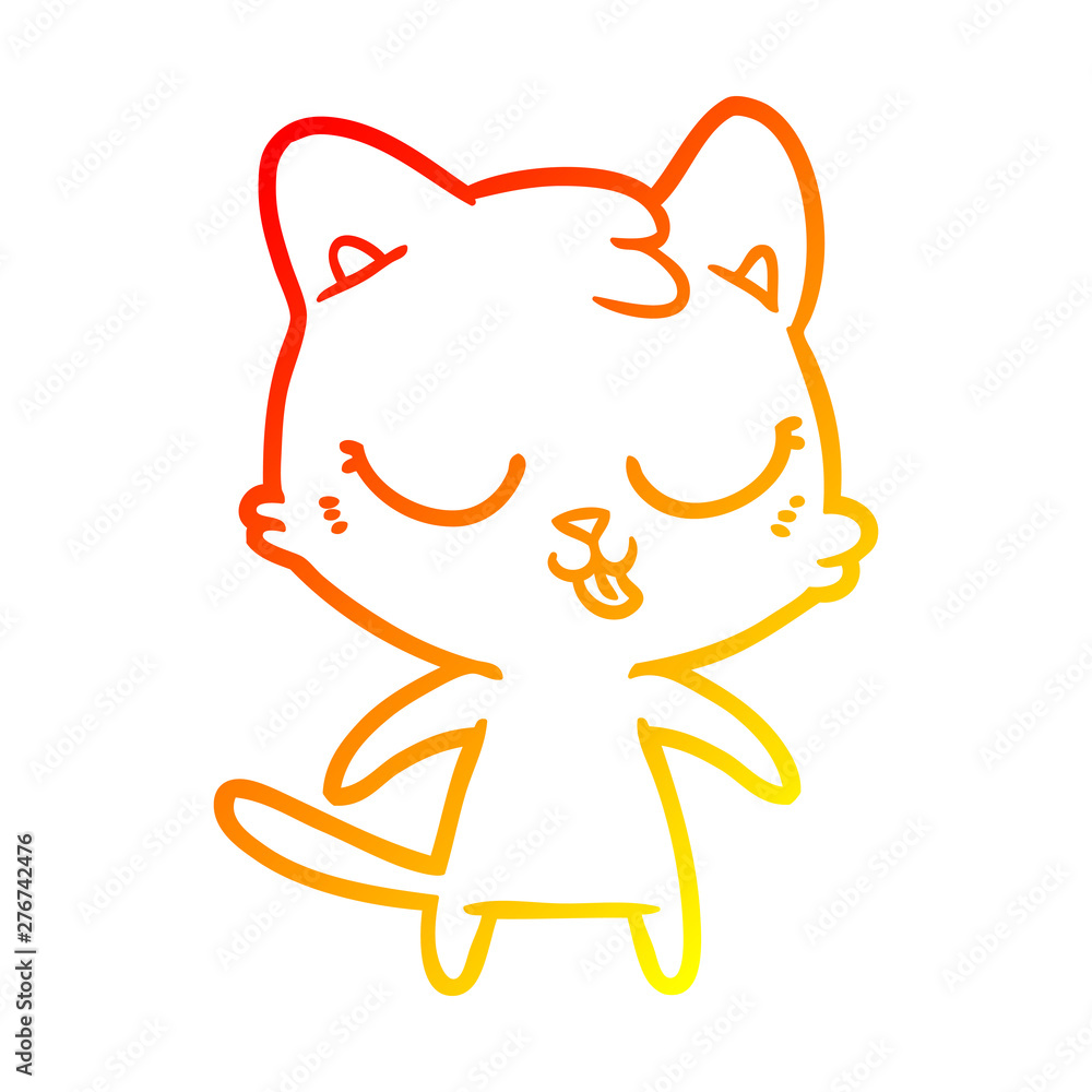 warm gradient line drawing cute cartoon cat warm gradient line drawing cute cartoon cat