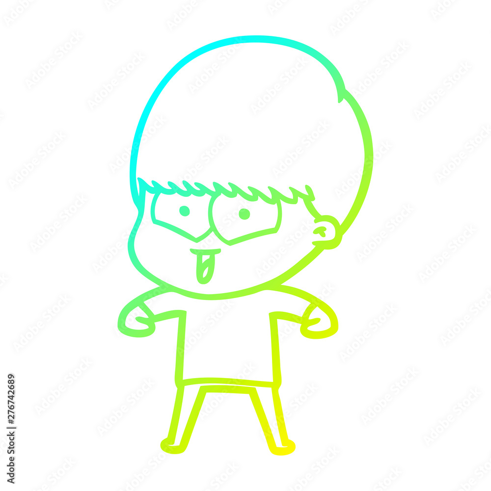 cold gradient line drawing cartoon happy boy cold gradient line drawing cartoon happy boy