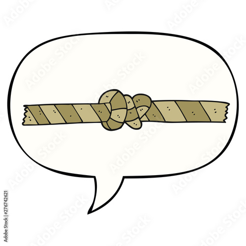 cartoon knotted rope and speech bubble