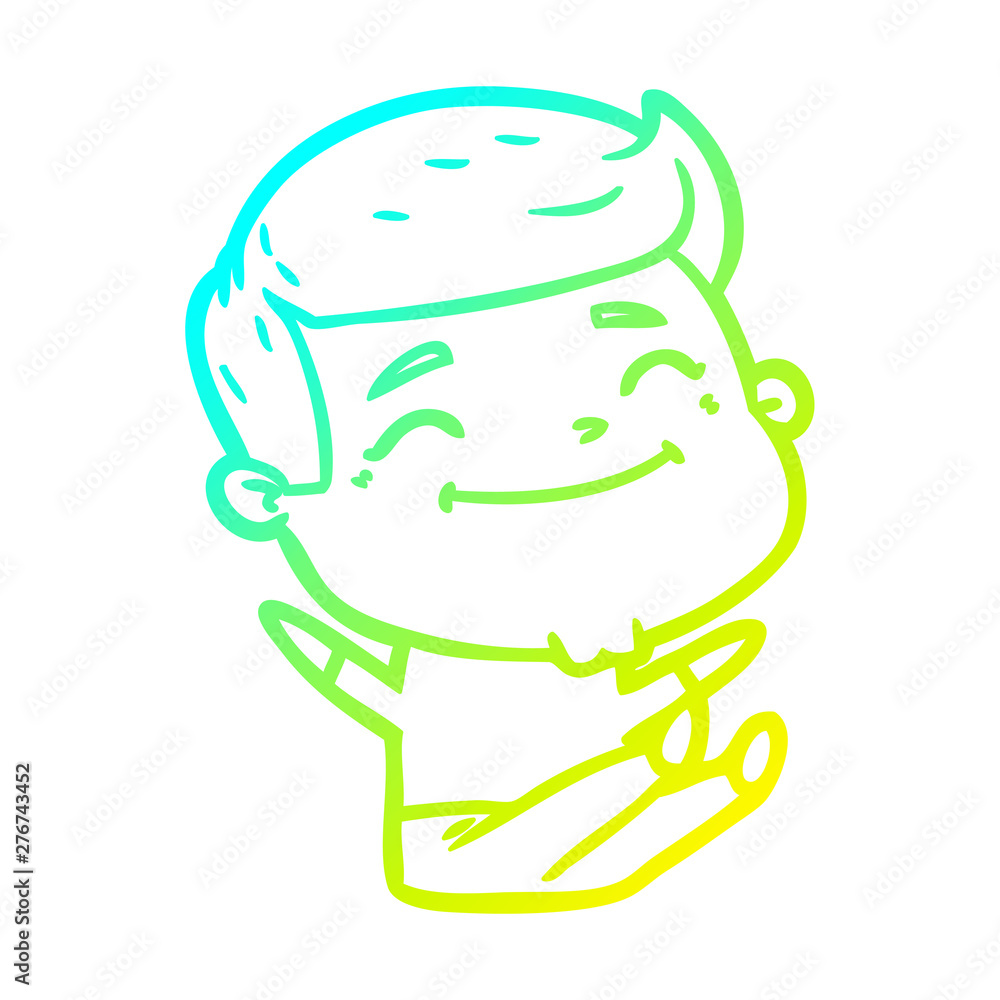 cold gradient line drawing happy cartoon man cold gradient line drawing happy cartoon man
