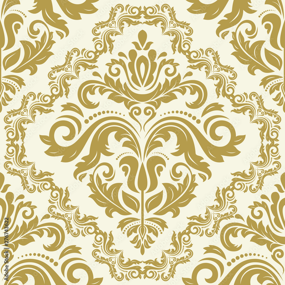 Classic seamless pattern. Damask orient golden ornament. Classic vintage background Classic seamless pattern. Damask orient golden ornament. Classic vintage background