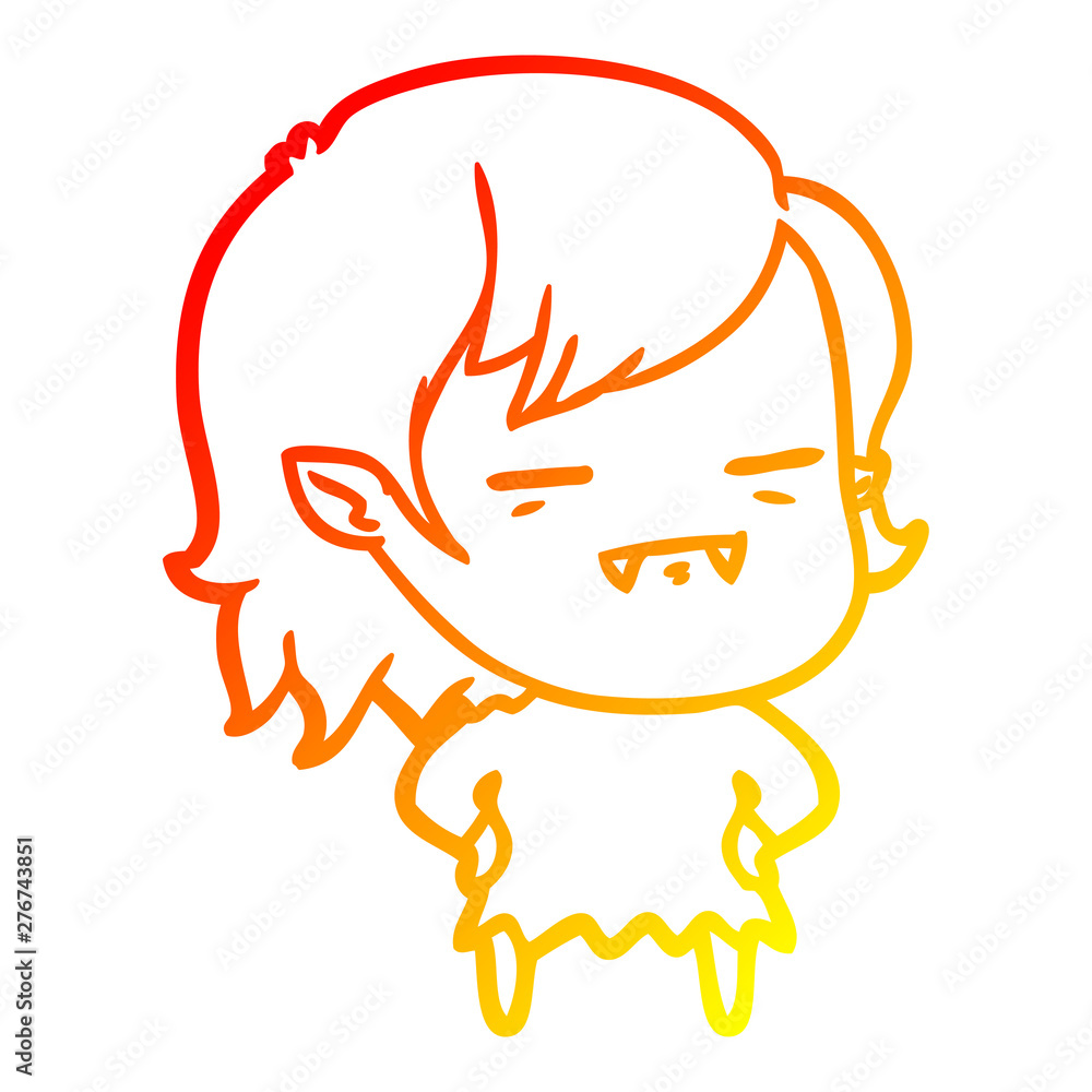 warm gradient line drawing cartoon undead vampire girl warm gradient line drawing cartoon undead vampire girl