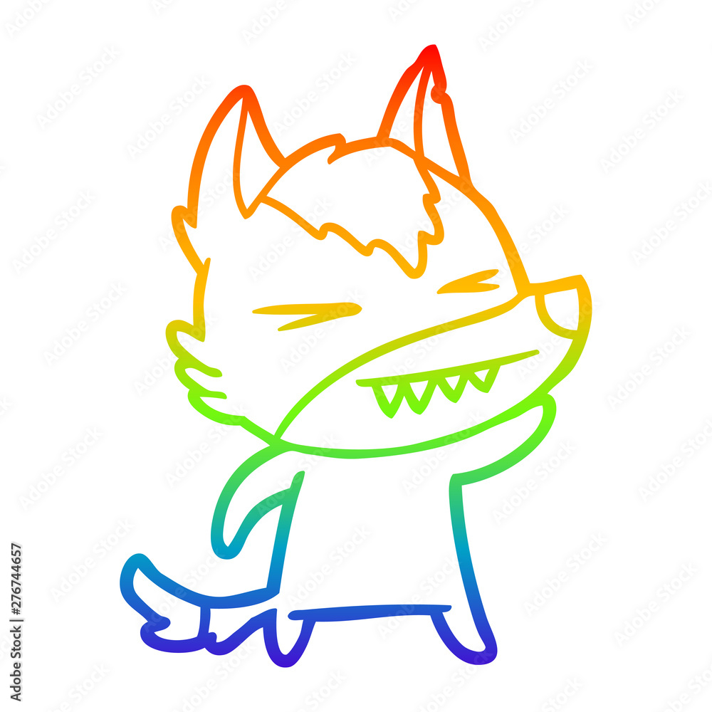 rainbow gradient line drawing angry wolf cartoon rainbow gradient line drawing angry wolf cartoon