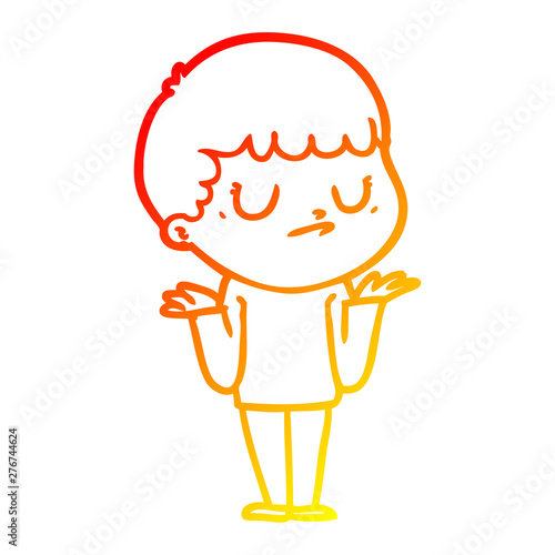 warm gradient line drawing cartoon grumpy boy