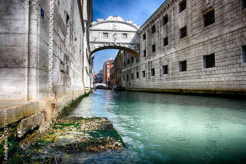 View of Bridge of Sighs (Ponte dei Sospiri) in Venice, Italy. April 2012