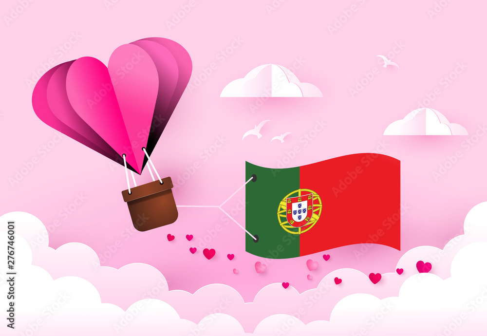  Heart air balloon with Flag of Portugal for independence day or something similar